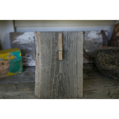 Desk top picture frame with easel and clothes pin clasp    