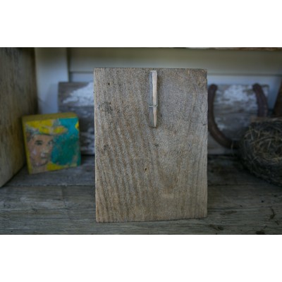 Desk top picture frame with easel and clothes pin clasp    